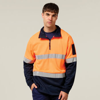 Hi-Vis 2 Tone 1/4 Zip Brushed Taped Fleece Jumper