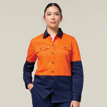 Womens Long Sleeve  Hi Vis 2 Tone Vented Shirt