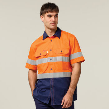 Koolgear Hi-Visibility Two Tone Ventilated Short Sleeve Shirt With Tape